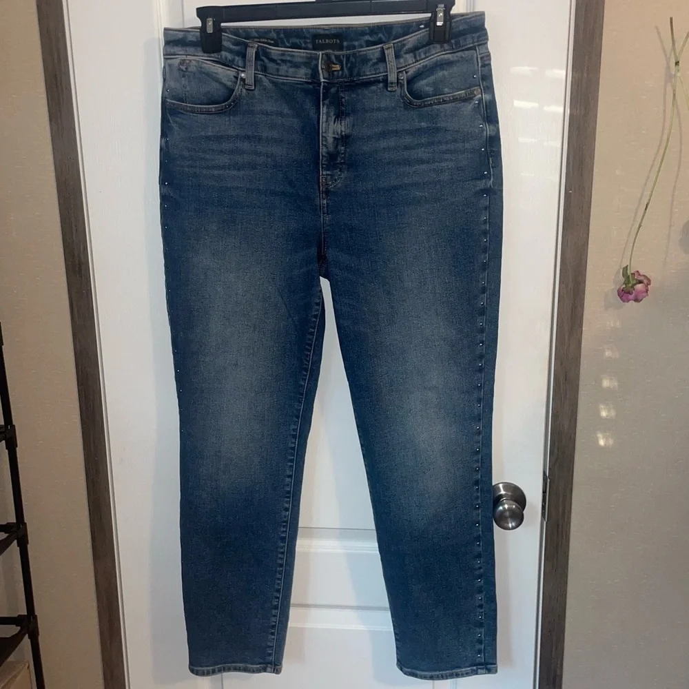 Talbots Slim Ankle Jeans W/ Studded Detail‎ Size 12